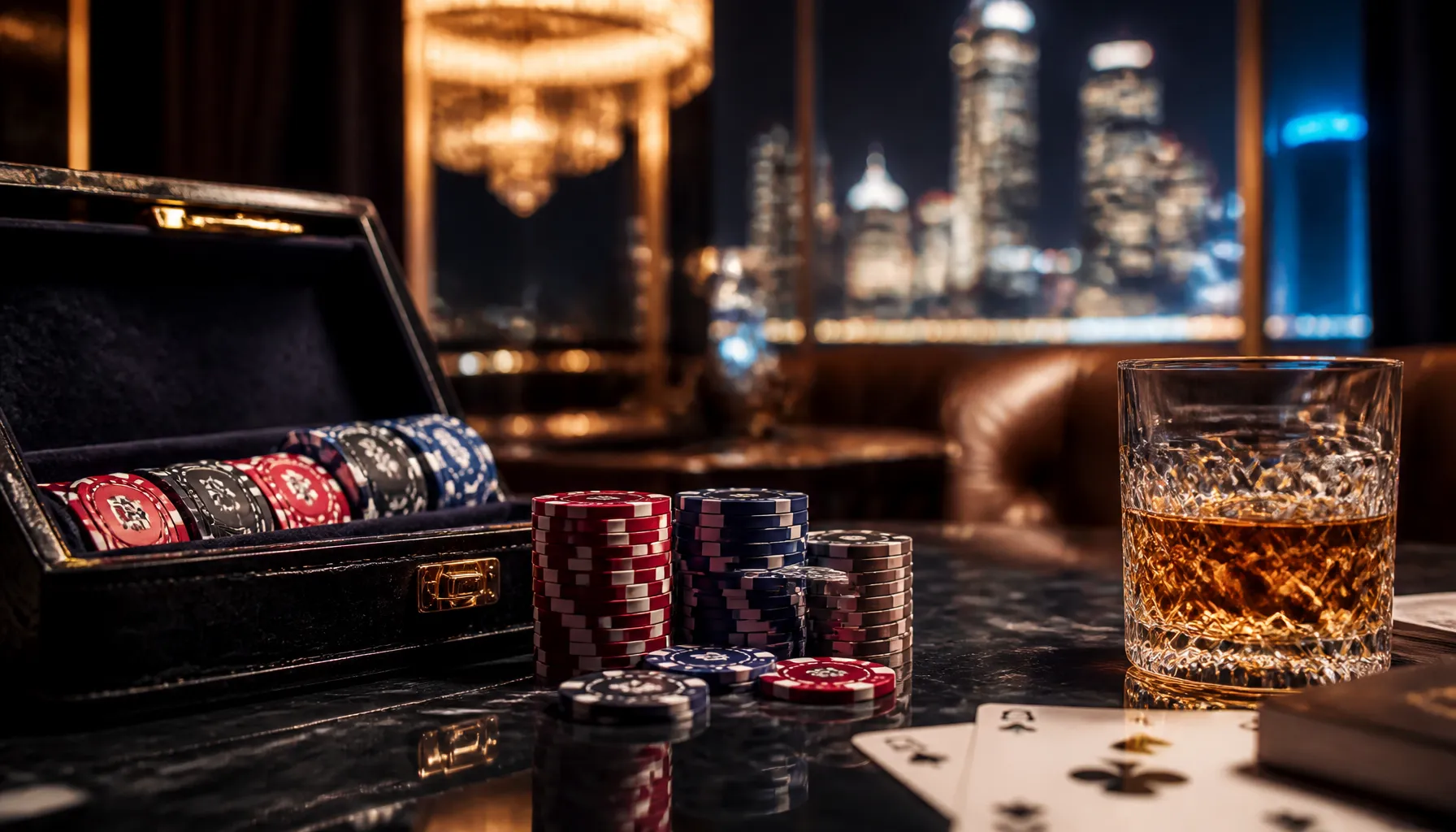 Ornate golden treasure chest overflowing with gleaming coins and jewels on a rich velvet surface under warm cinematic light